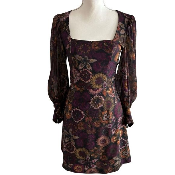 Slate & Willow Dark Florals Mini Dress Size 0 - Picture 6 of 9